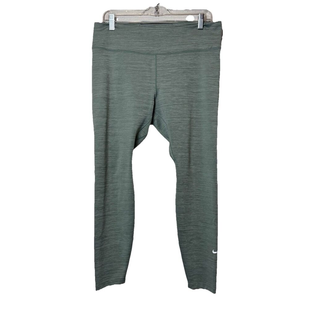 Nike Pro Women's Plus Size 1X Athletic Mid-Rise Leggings Smoke Green Heather